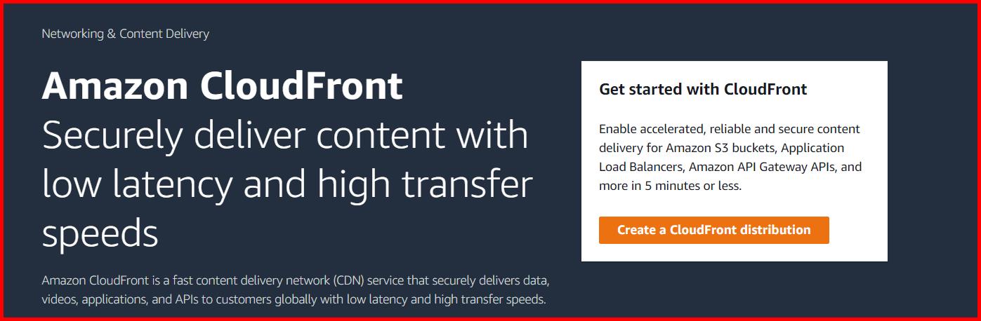 Picture showing the Create a CloudFront distribution button to navigate to Create cloudfront distribution screen